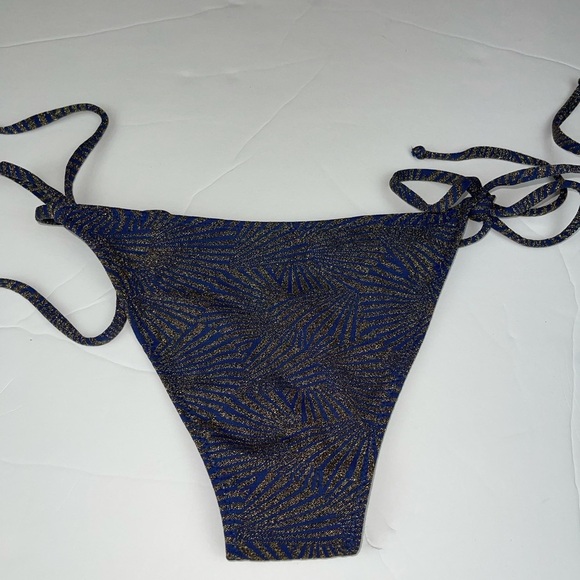 Koral Swim String Bikini Bottoms Blue Gold M - Picture 7 of 11